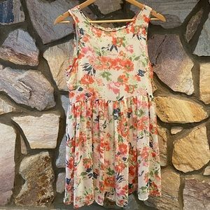 Cream Floral Dress with Button Up Back